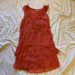 Coral Ruffled Mini Dress